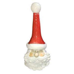 Unmarked Large Red‎ & White Glazed Pottery Santa Claus Ceramic Bell 10"X5"X5"